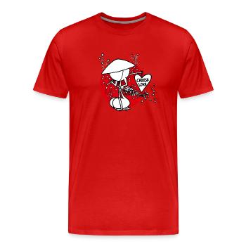 Samurai Of Hearts Plain Doddle - Men's Premium Organic T-Shirt - red - Front - Damien (186cm)