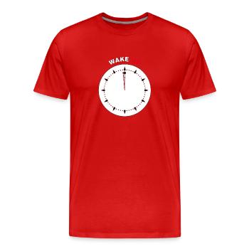 Wach auf - Männer Premium Bio T-Shirt - Rot - Vorne - Damien (186cm)