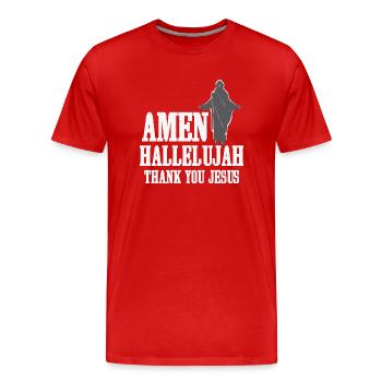 Amen Alléluia merci Jésus - T-shirt bio Premium Homme - rouge - Devant - Damien (186cm)