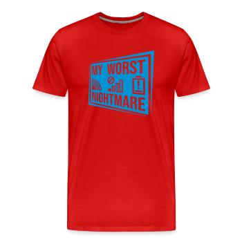 Logos mon pire cauchemar - T-shirt bio Premium Homme - rouge - Devant - Damien (186cm)