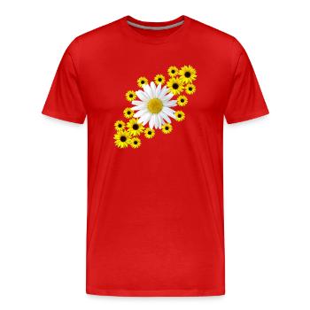 Marguerite with sunflower floral pattern flower - Men's Premium Organic T-Shirt - red - Front - Damien (186cm)