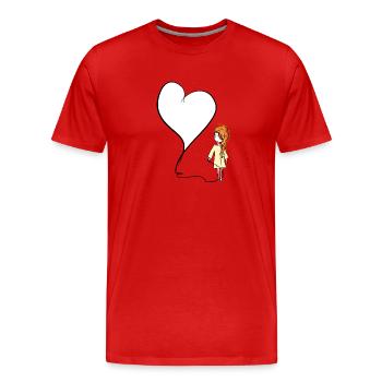 herz liebe mädchen symbol faden - Männer Premium Bio T-Shirt - Rot - Vorne - Damien (186cm)