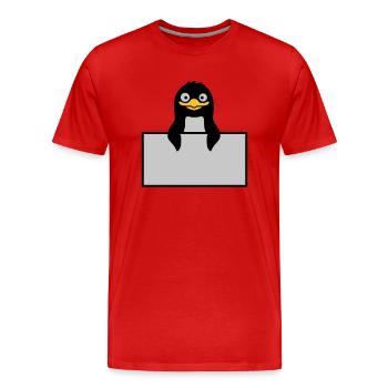 Alberner Penguin behind Schild - Men's Premium Organic T-Shirt - red - Front - Damien (186cm)