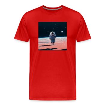 lonely spaceman looking into the void - Männer Premium Bio T-Shirt - Rot - Vorne - Damien (186cm)