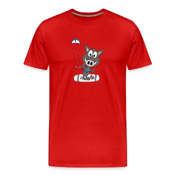 KITESURFER - KITER - KITE - WILDSCHWEIN - TIERISCH - Männer Premium Bio T-Shirt - Rot - Vorne - Damien (186cm)