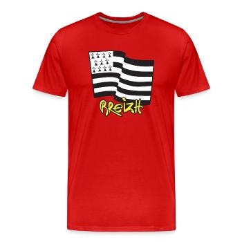 logo Jaune - T-shirt bio Premium Homme - rouge - Devant - Damien (186cm)
