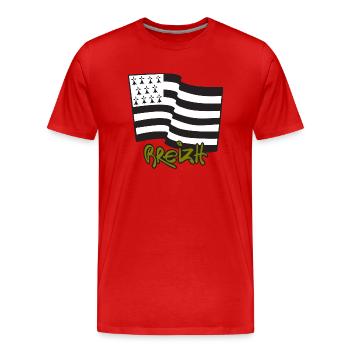 Logo Kaki - T-shirt bio Premium Homme - rouge - Devant - Damien (186cm)
