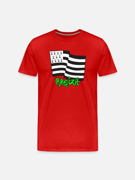 Logo Vert Fluo - T-shirt bio Premium Homme - rouge