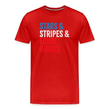 Stars & Stripes & Égalité des droits - T-shirt bio Premium Homme - rouge - Devant - Damien (186cm)