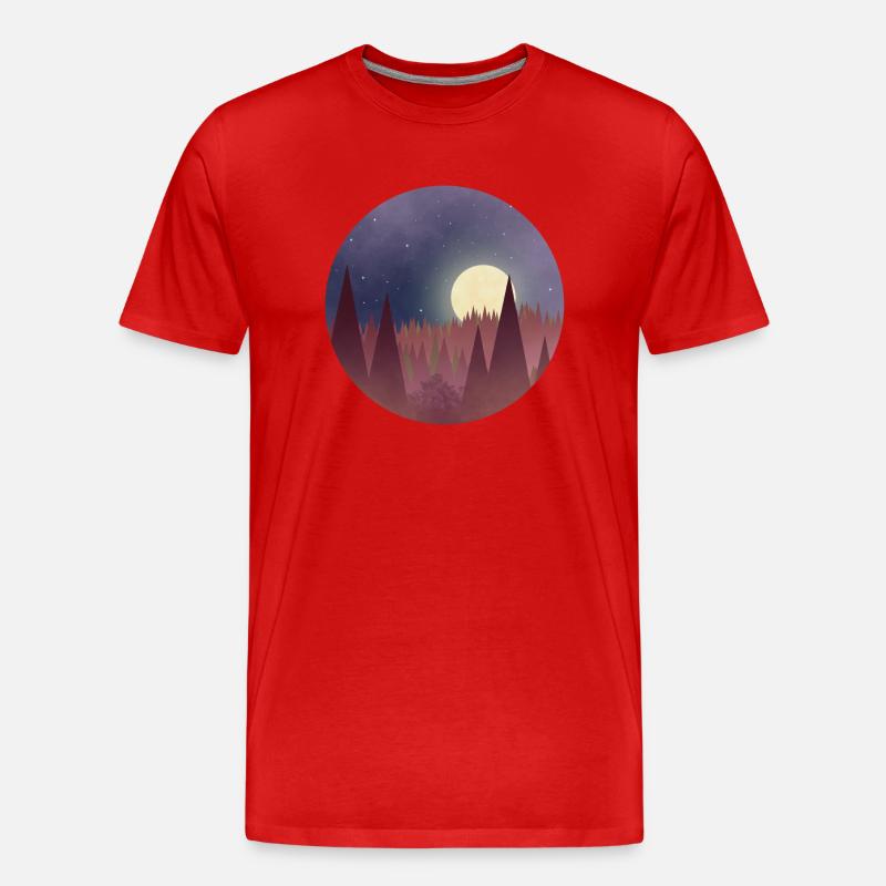 Mond mitten im Wald - Männer Premium Bio T-Shirt - Rot