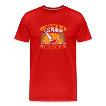 Halloween Vampir Graf Spruch - Männer Premium Bio T-Shirt - Rot - Vorne - Damien (186cm)
