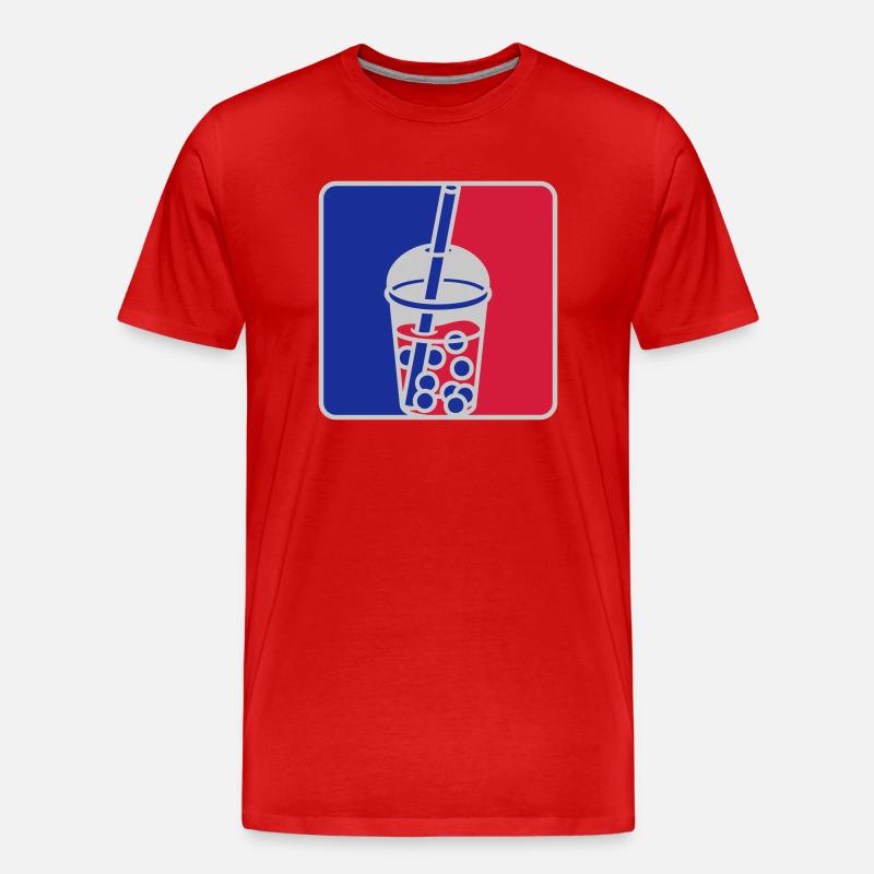 Rot Blau Bubble Tea - Männer Premium Bio T-Shirt - Rot