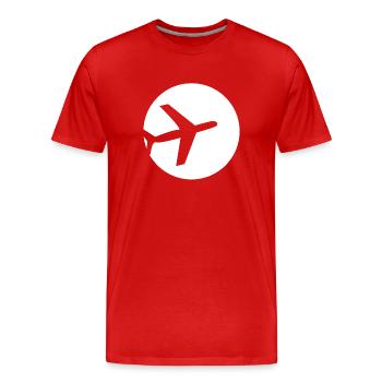 Avion en cercle - T-shirt bio Premium Homme - rouge - Devant - Damien (186cm)