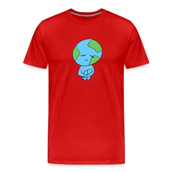 earth sad climate protection planet symbol - Men's Premium Organic T-Shirt - red - Front - Damien (186cm)