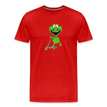 KROKODIL - ROLLER - TIER - TIERISCH - Männer Premium Bio T-Shirt - Rot - Vorne - Damien (186cm)