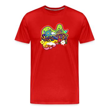 Groovy Hippie Design - T-shirt bio Premium Homme - rouge - Devant - Damien (186cm)
