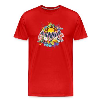 Groovy Hippie Peace Sun - Men's Premium Organic T-Shirt - red - Front - Damien (186cm)