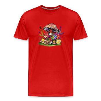 Magic Mushrooms and crystals Hippie Peace - Men's Premium Organic T-Shirt - red - Front - Damien (186cm)