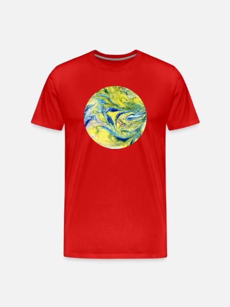 Farbverlauf gelb blau - Männer Premium Bio T-Shirt - Rot