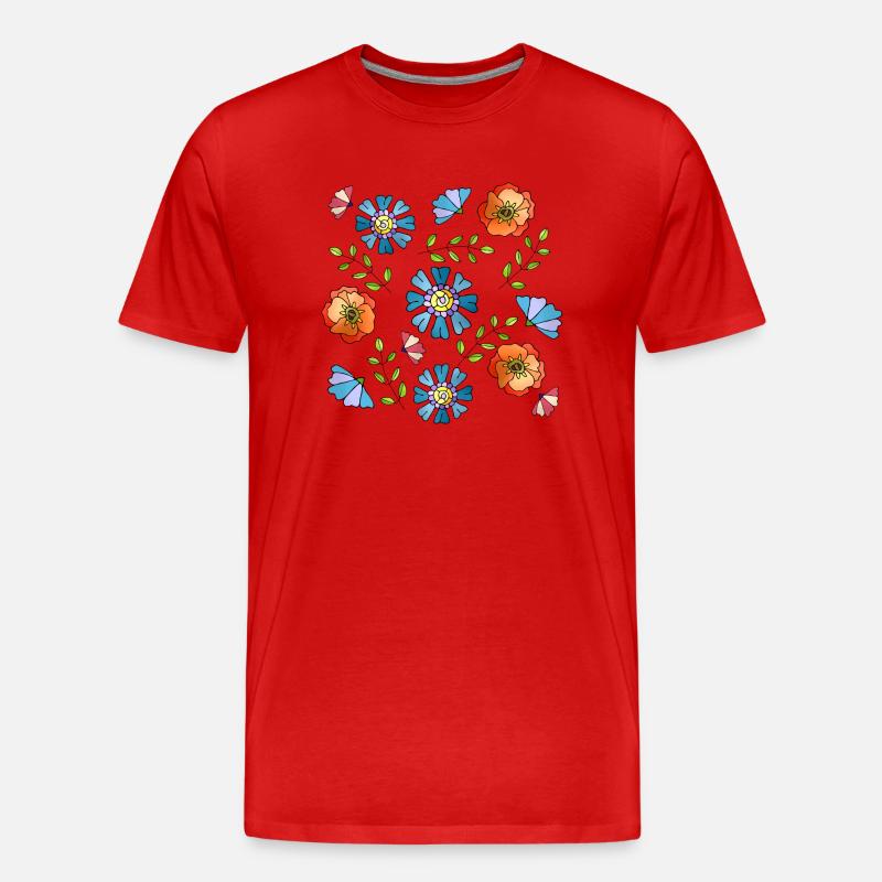Blumen - Männer Premium Bio T-Shirt - Rot