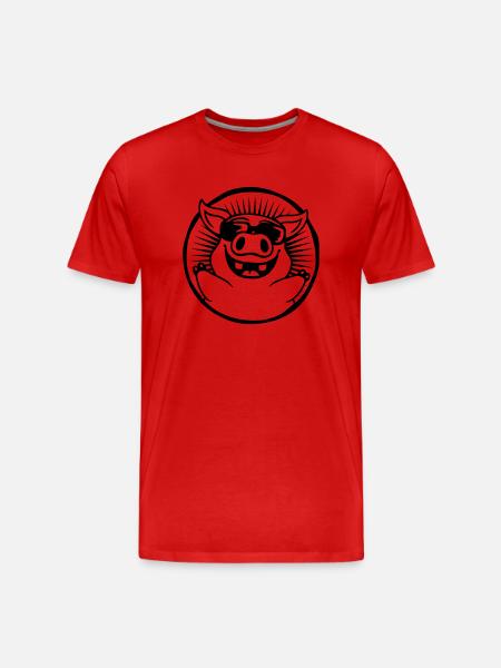 Round Cool Sunglasses Pig - Men's Premium Organic T-Shirt - red