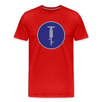 Panneau de signalisation avec silhouette de vélo - T-shirt bio Premium Homme - rouge - Devant - Damien (186cm)