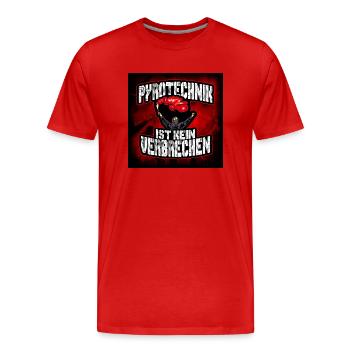 Pyrotechnik ist kein verbrechen! - Männer Premium Bio T-Shirt - Rot - Vorne - Damien (186cm)