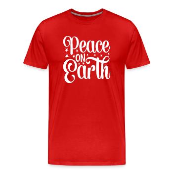 Peace on Earth - Men's Premium Organic T-Shirt - red - Front - Damien (186cm)