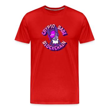 Crypto Babe Blockchain transparent - Männer Premium Bio T-Shirt - Rot - Vorne - Damien (186cm)