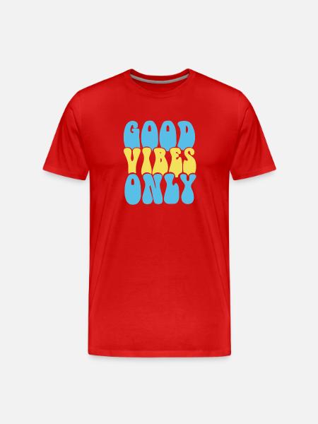 GOOD VIBES ONLY - Männer Premium Bio T-Shirt - Rot