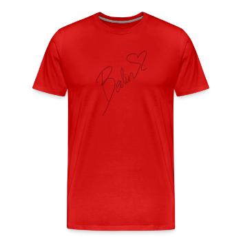 Lettrage berlinois avec cœur - T-shirt bio Premium Homme - rouge - Devant - Damien (186cm)