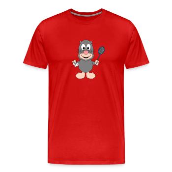 MAULWURF - FEDERBALL - BADMINTON - SPORT - Männer Premium Bio T-Shirt - Rot - Vorne - Damien (186cm)