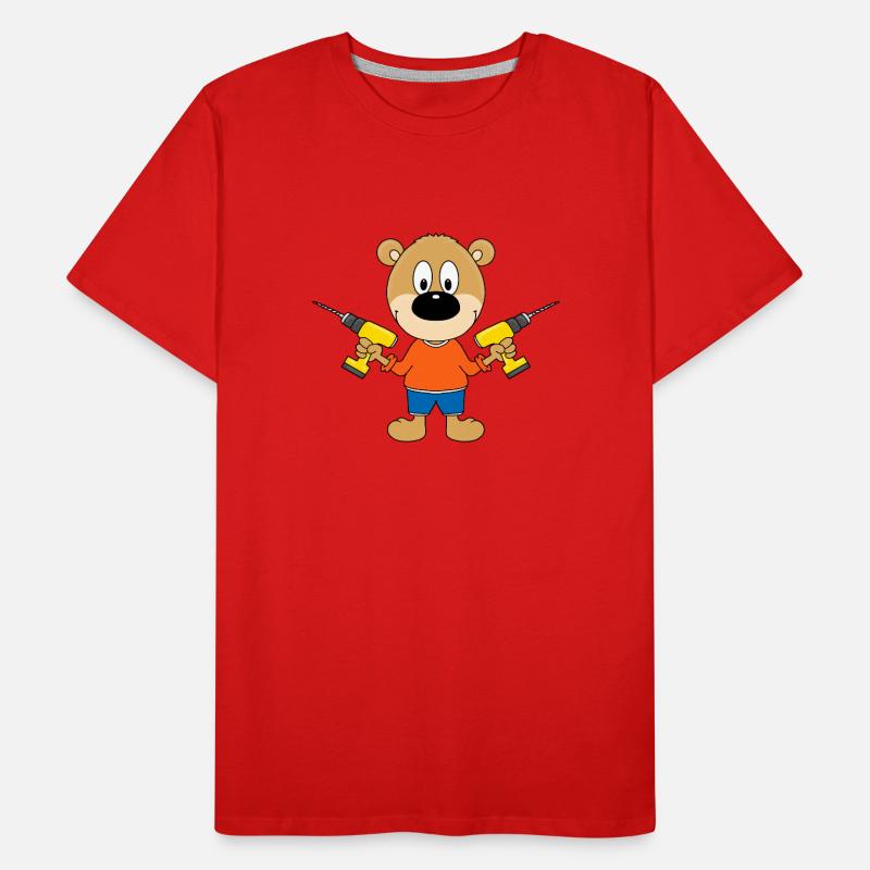 TEDDY - BÄR - HEIMWERKER - HANDWERKER - BOHRER Männer Premium Bio T-Shirt