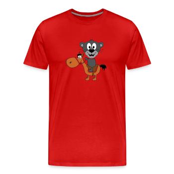 PANTHER - PFERD - REITEN - REITSPORT - TIERISCH - Männer Premium Bio T-Shirt - Rot - Vorne - Damien (186cm)