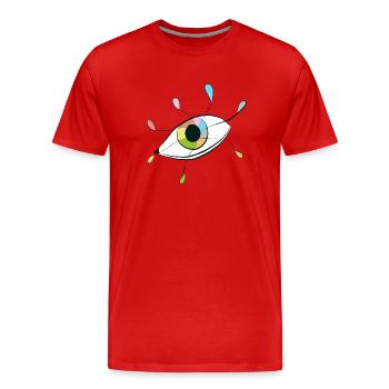 IKONE ZUM WAHNSINN - Männer Premium Bio T-Shirt - Rot - Vorne - Damien (186cm)
