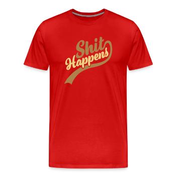 Lettrage De la merde arrive Citation - T-shirt bio Premium Homme - rouge - Devant - Damien (186cm)