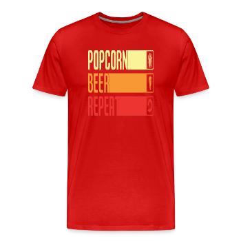 Répétition de la bière Popcorn - T-shirt bio Premium Homme - rouge - Devant - Damien (186cm)