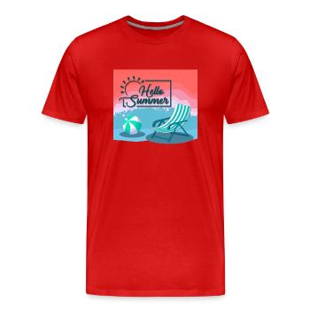 Hallo Sommer, Hallo Sommer - Männer Premium Bio T-Shirt - Rot - Vorne - Damien (186cm)
