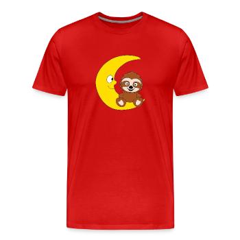 FAULTIER - MOND - TIER - TIERISCH - Männer Premium Bio T-Shirt - Rot - Vorne - Damien (186cm)