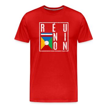 Réunion - T-shirt bio Premium Homme - rouge - Devant - Damien (186cm)