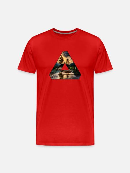 Nature Triangle Forest Lake - Men's Premium Organic T-Shirt - red