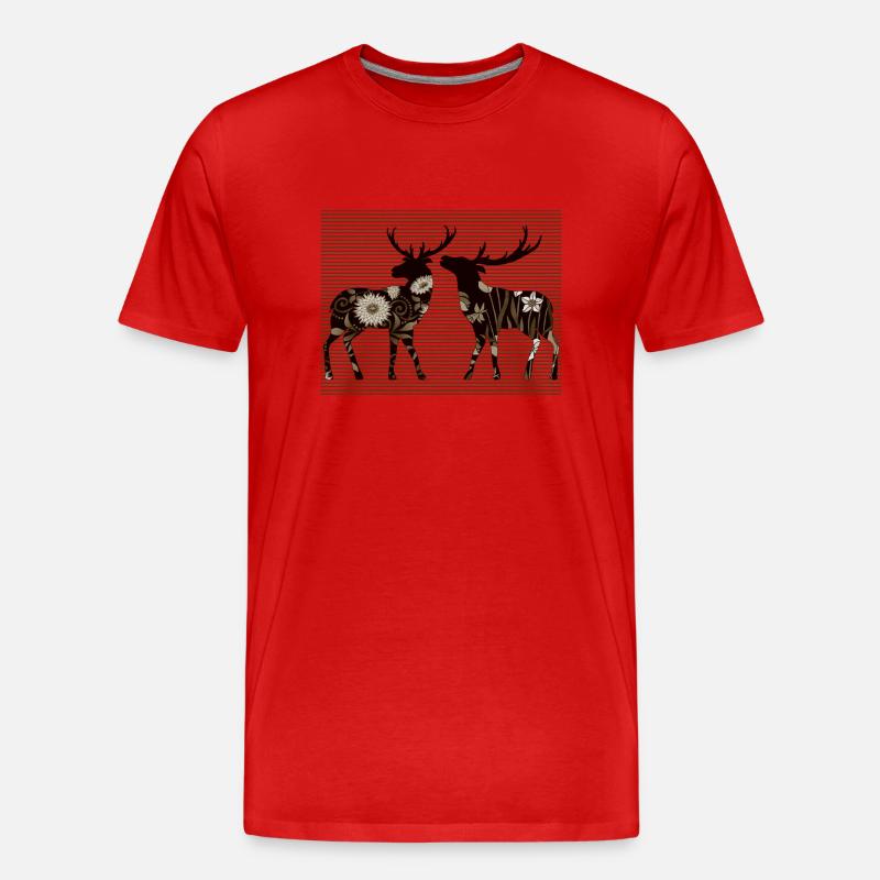 Hirsch - Männer Premium Bio T-Shirt - Rot