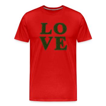 Love - Real Grass 3D - Men's Premium Organic T-Shirt - red - Front - Damien (186cm)