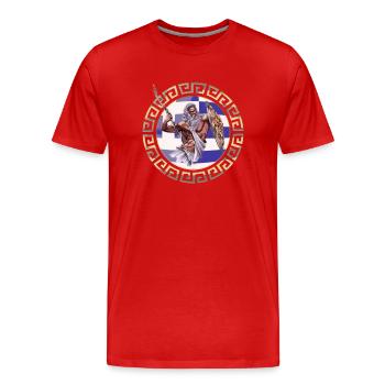 Griechische Flagge Ornament Zeus - Männer Premium Bio T-Shirt - Rot - Vorne - Damien (186cm)
