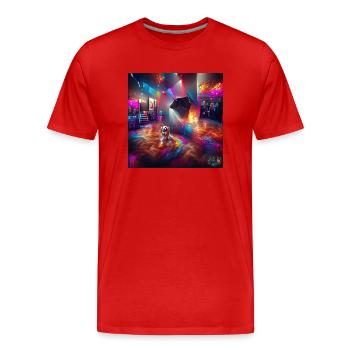 A walk through the robot mind: Disco Dog - Männer Premium Bio T-Shirt - Rot - Vorne - Damien (186cm)