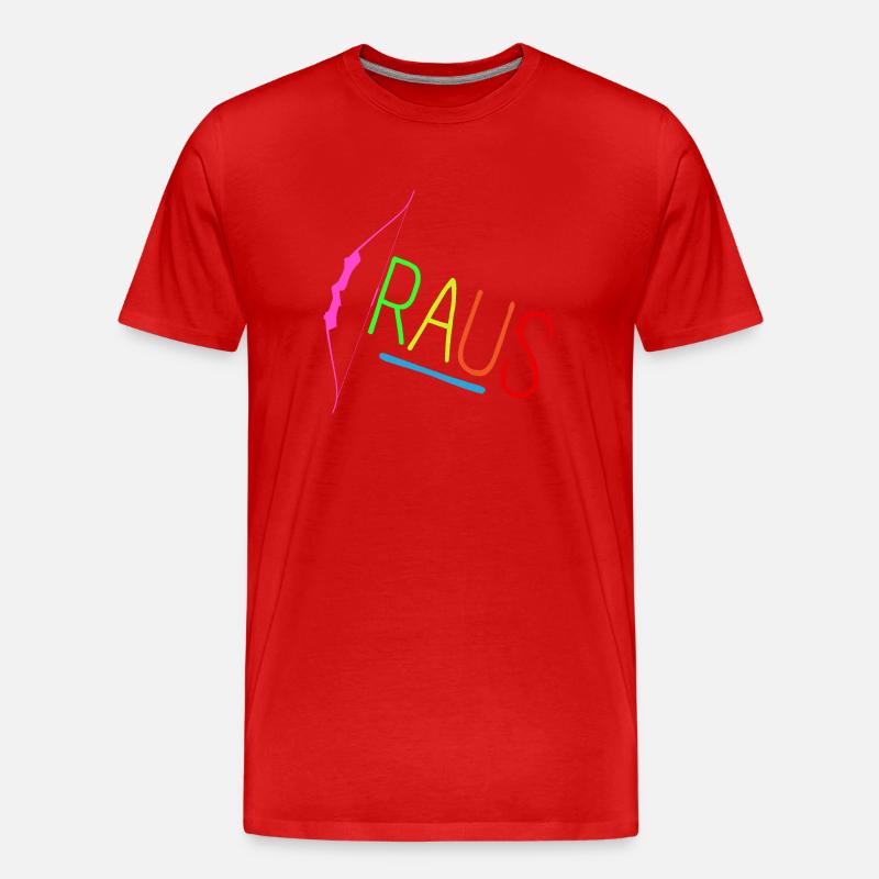 Bogen Raus Bunt - Männer Premium Bio T-Shirt - Rot