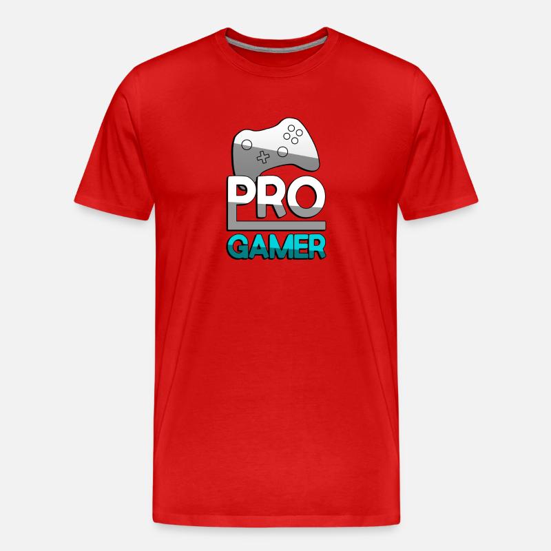 PRO GAMER (Türkis) + Controller - Gaming - Männer Premium Bio T-Shirt - Rot
