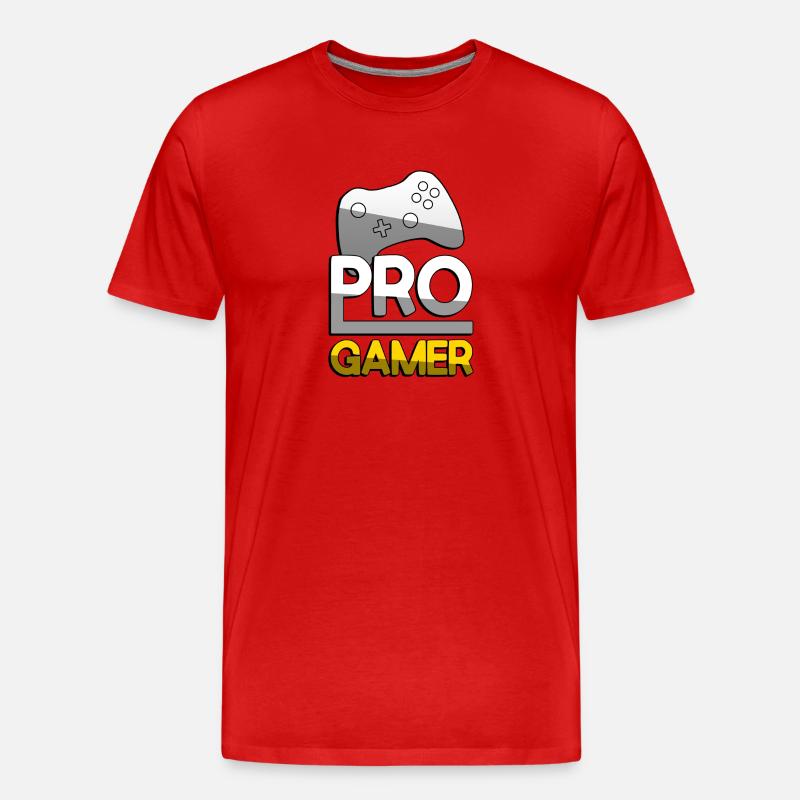 PRO GAMER (Gelb) + Controller - Gaming - Männer Premium Bio T-Shirt - Rot