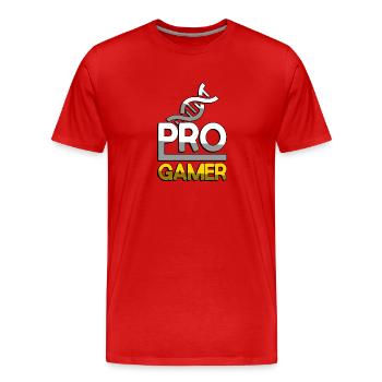 PRO GAMER (Gelb) + DNA - Gaming - Männer Premium Bio T-Shirt - Rot - Vorne - Damien (186cm)