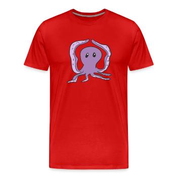 dancing octopus funny animal symbol - Men's Premium Organic T-Shirt - red - Front - Damien (186cm)